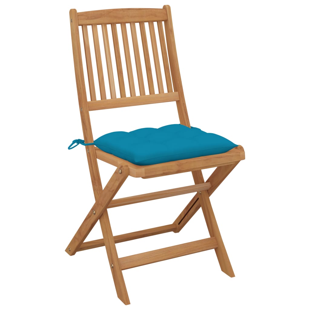 Folding garden chairs 6 pcs with cushions solid wood acacia