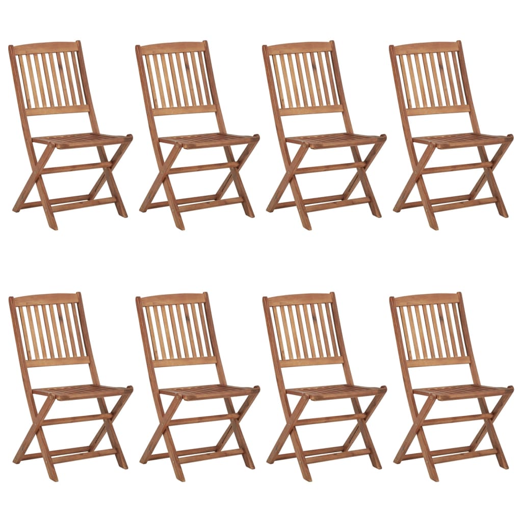 Folding garden chairs 8 pcs with cushions solid wood acacia