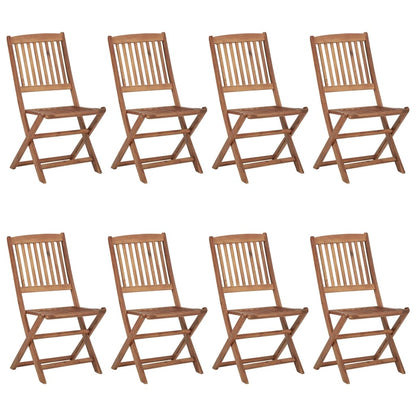 Folding garden chairs 8 pcs with cushions solid wood acacia