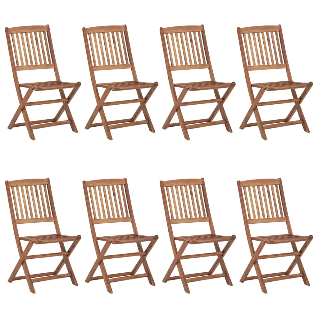 Folding garden chairs 8 pcs with cushions solid wood acacia