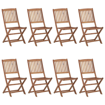 Folding garden chairs 8 pcs with cushions solid wood acacia