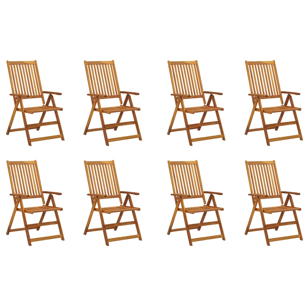 Folding garden chairs with cushions 8 pcs. Solid wood acacia