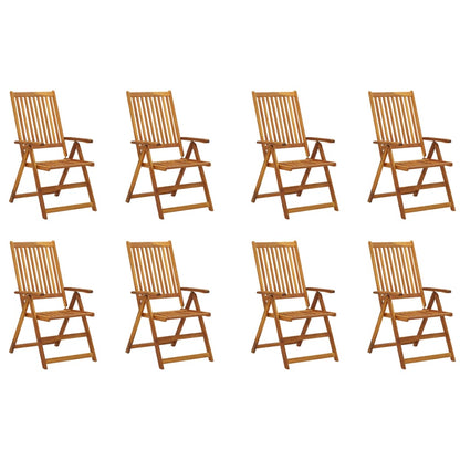 Folding garden chairs with cushions 8 pcs. Solid wood acacia