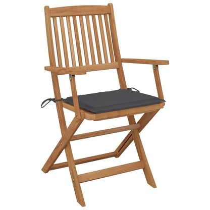 Folding garden chairs with cushions 8 pcs. Solid wood acacia