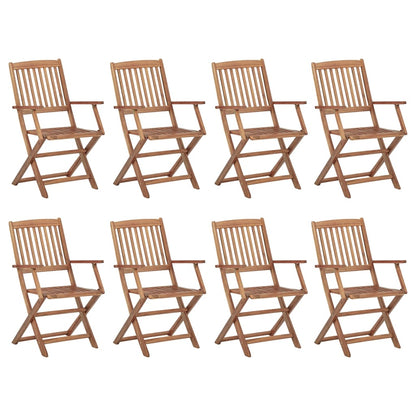 Folding garden chairs with cushions 8 pcs. Solid wood acacia