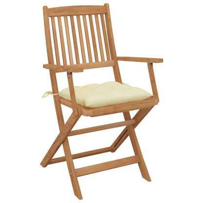 Folding garden chairs with cushions 8 pcs. Solid wood acacia