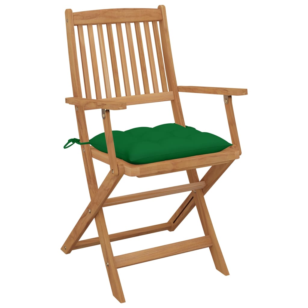 Folding garden chairs with cushions 8 pcs. Solid wood acacia