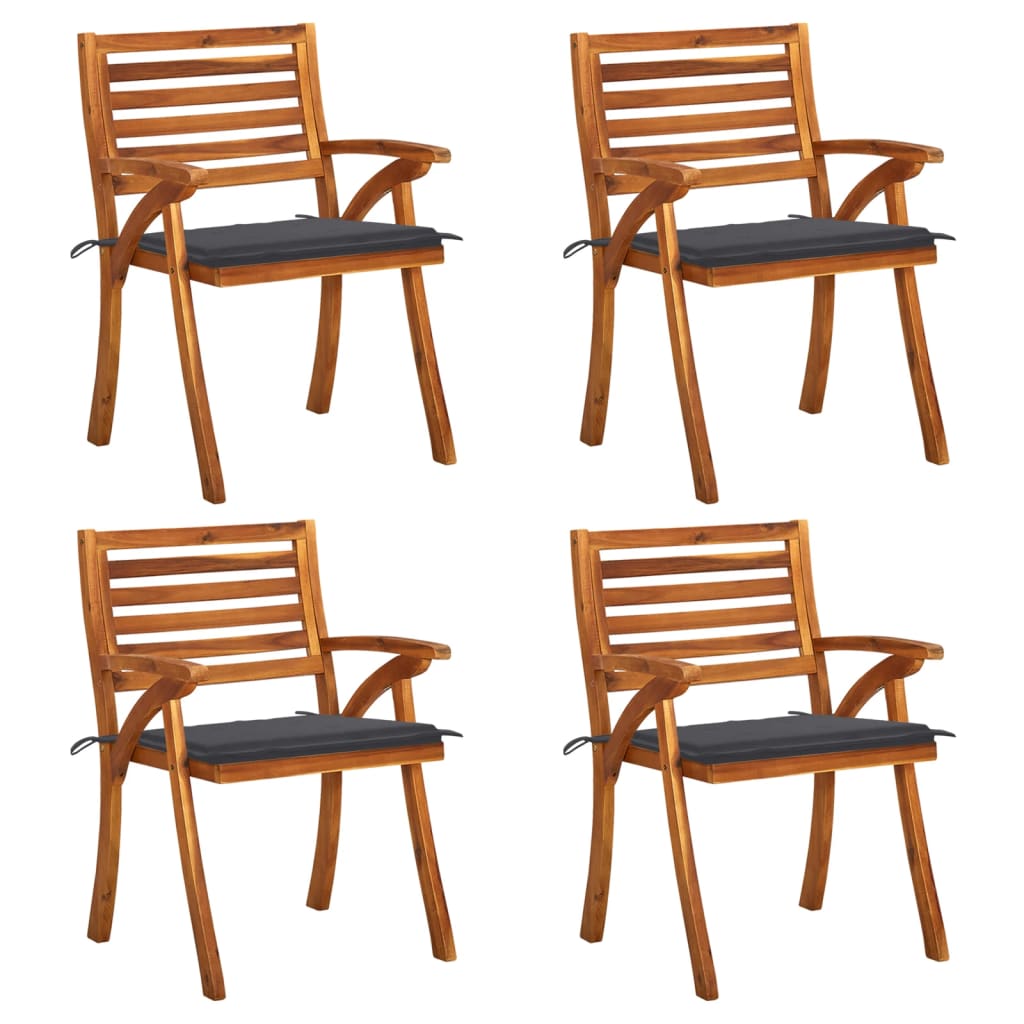 Garden chairs with cushions 4 pcs. Solid wood acacia