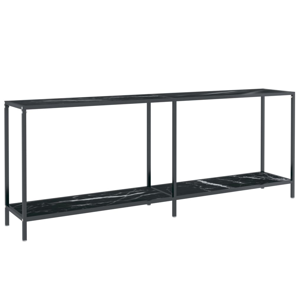 Console table black 200x35x75,5 cm tempered glass