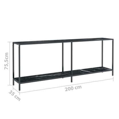 Console table black 200x35x75,5 cm tempered glass