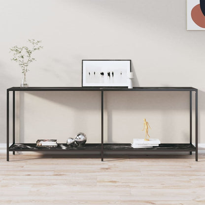 Console table black 200x35x75,5 cm tempered glass