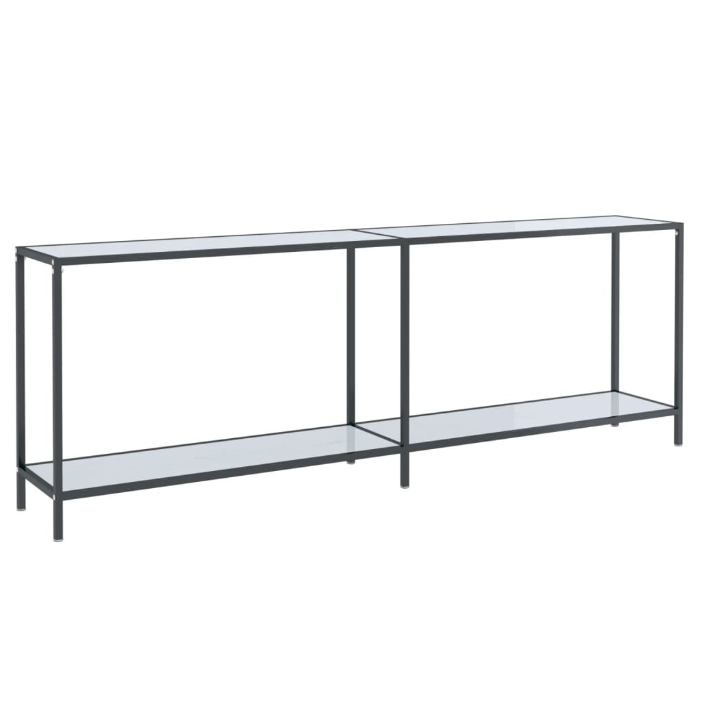 Console table white 220x35x75,5 cm tempered glass