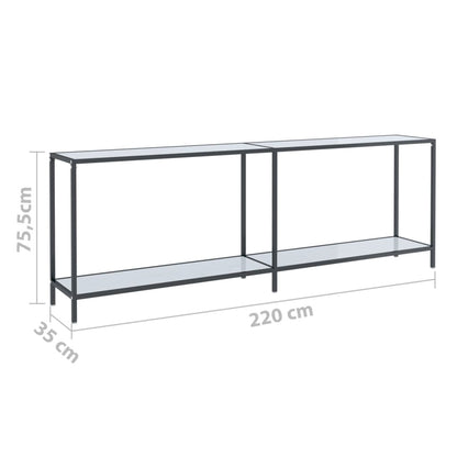 Console table white 220x35x75,5 cm tempered glass