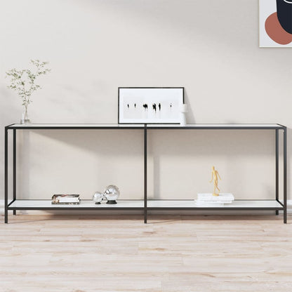 Console table white 220x35x75,5 cm tempered glass