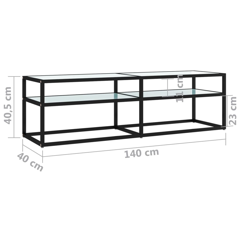 TV-Schrank Weiß Marmor-Optik 140x40x40,5 cm Hartglas