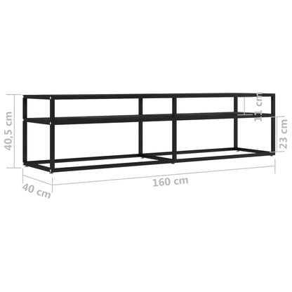 TV-Schrank Schwarz Marmor-Optik 160x40x40,5 cm Hartglas