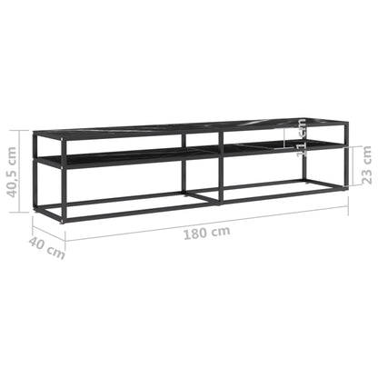 TV-Schrank Schwarz Marmor-Optik 180x40x40,5 cm Hartglas