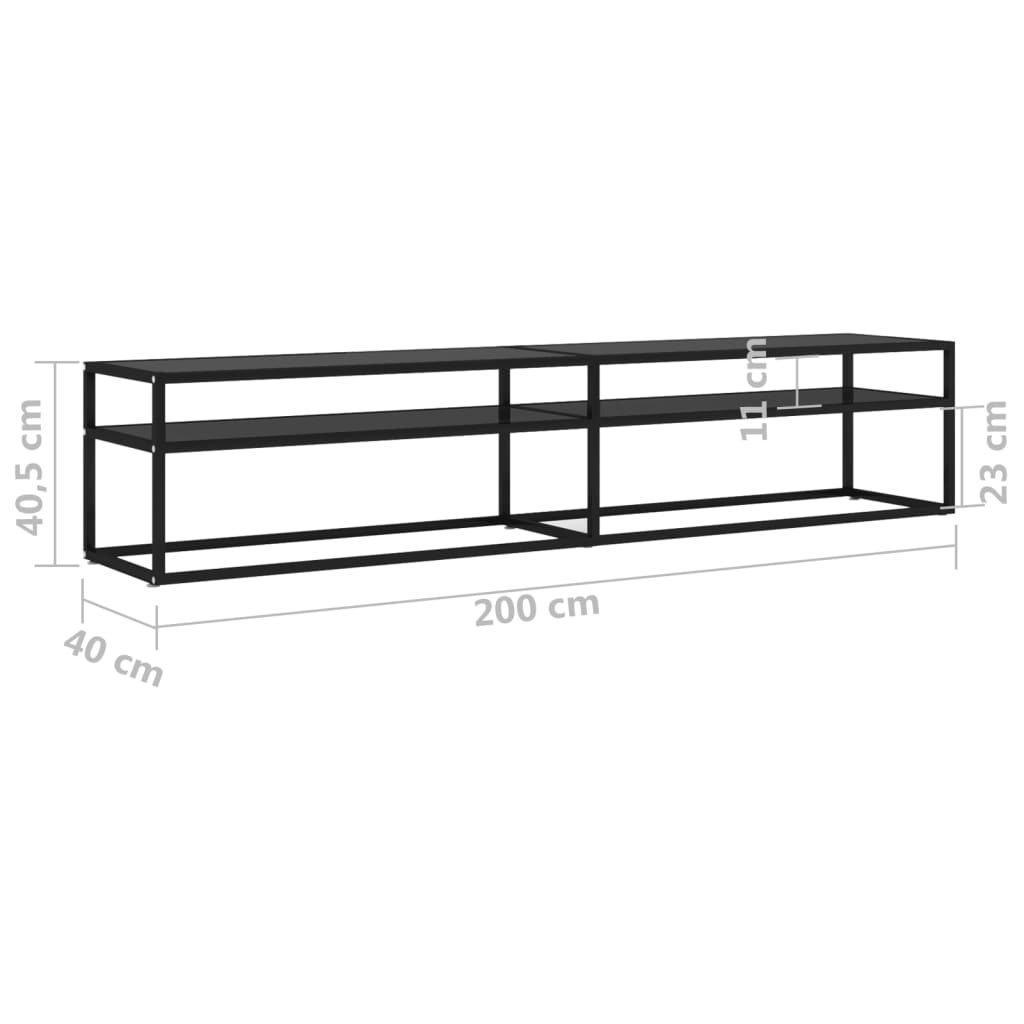 TV ormarić crni 200x40x40,5 cm kaljeno staklo