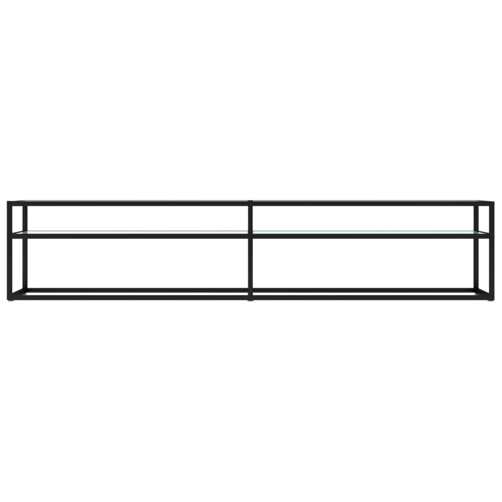 TV-Schrank Weiß Marmor-Optik 200x40x40,5 cm Hartglas