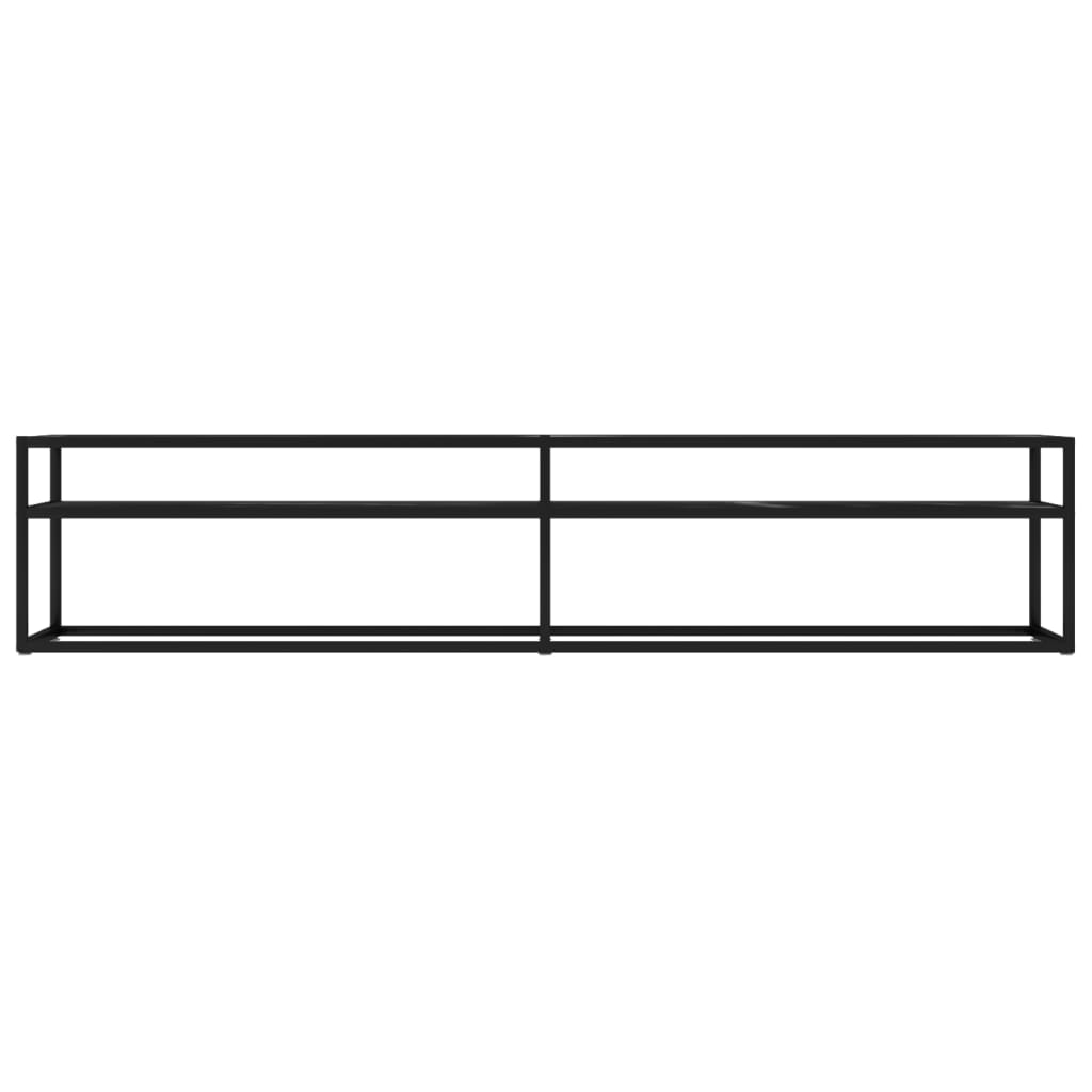 TV-Schrank Schwarz Marmor-Optik 200x40x40,5 cm Hartglas