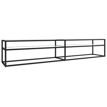 TV-Schrank Weiß Marmor-Optik 220x40x40,5 cm Hartglas