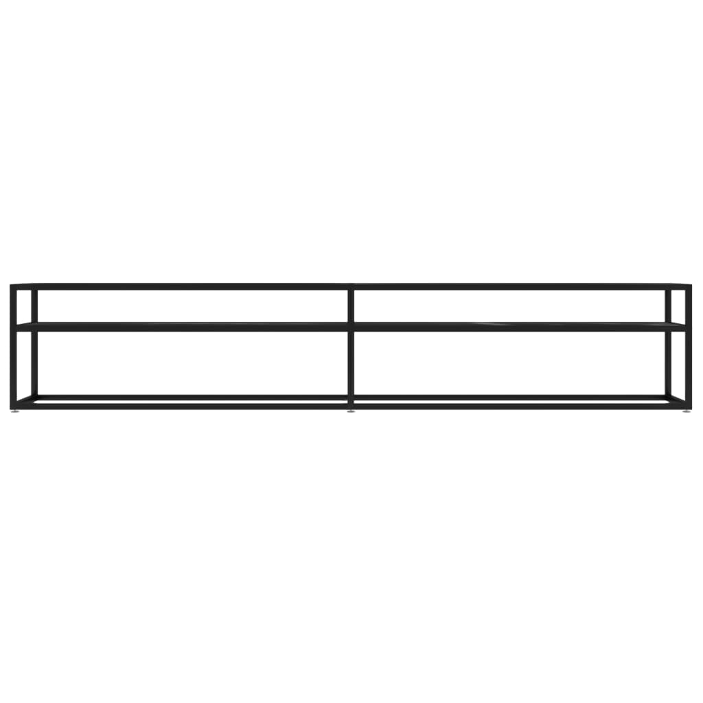 TV-Schrank Schwarz Marmor-Optik 220x40x40,5 cm Hartglas