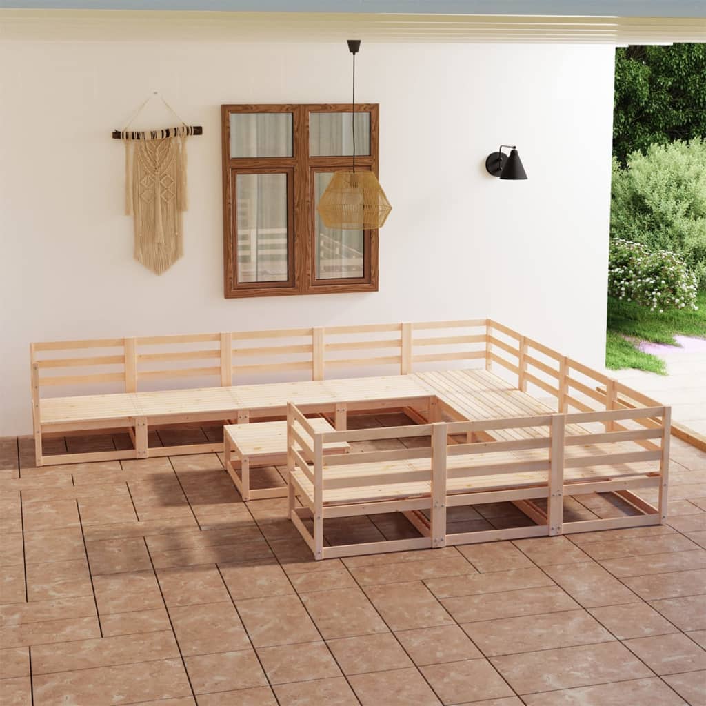 11-tlg. Garten-Lounge-Set Massivholz Kiefer