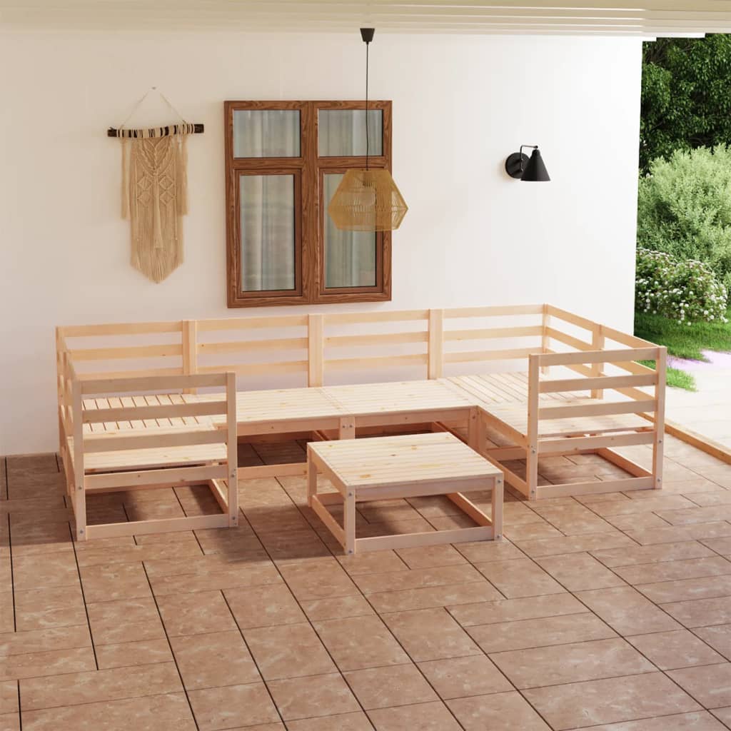 7-tlg. Garten-Lounge-Set Massivholz Kiefer