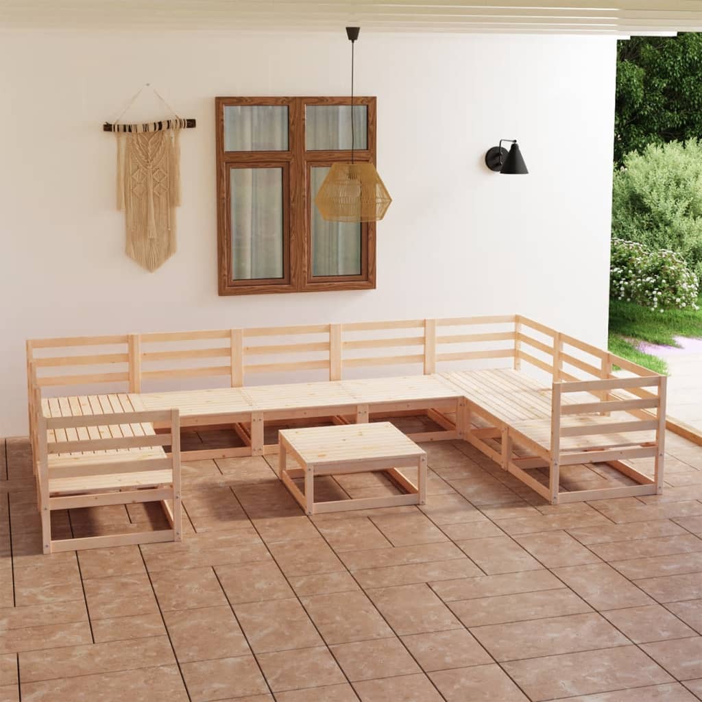 10-tlg. Garten-Lounge-Set Massivholz Kiefer