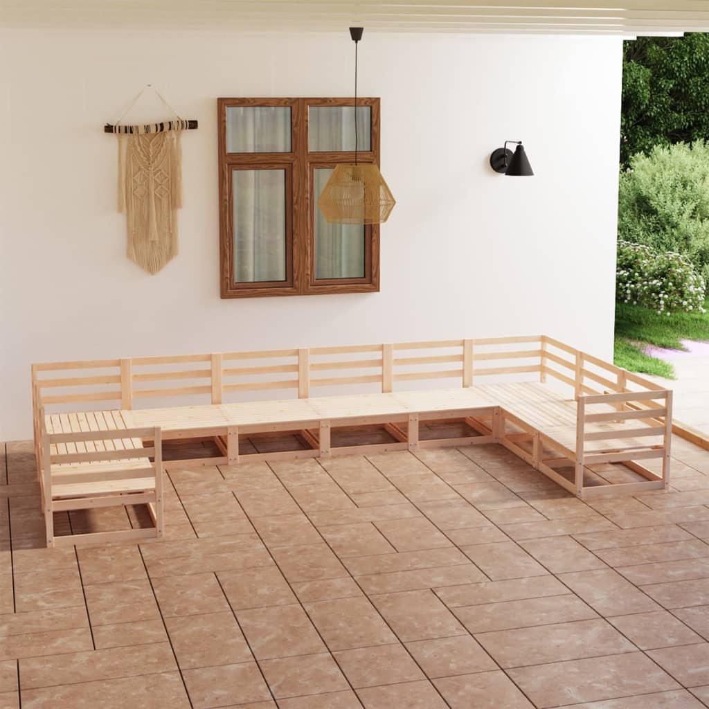 10-tlg. Garten-Lounge-Set Massivholz Kiefer