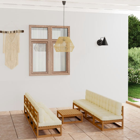 9-tlg. Garten-Lounge-Set mit Kissen Kiefer Massivholz