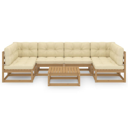 7-dijelni vrtni lounge set s jastucima od punog borovine boje meda