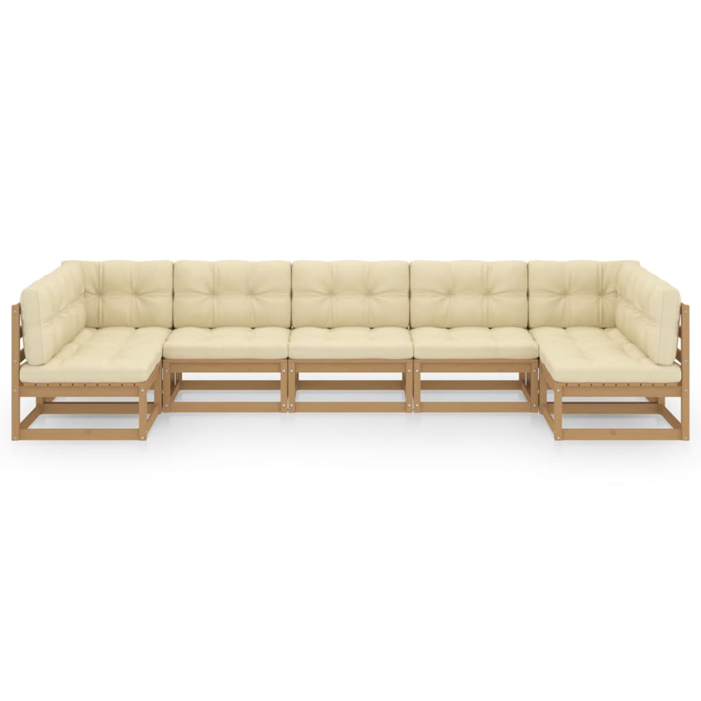 7-tlg Garten-Lounge-Set mit Kissen Honigbraun Massivholz Kiefer