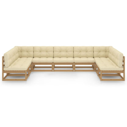 9-dijelni vrtni lounge set s jastucima od punog borovine boje meda