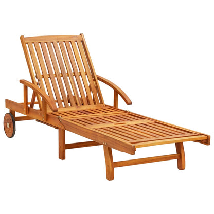 Sun loungers 2 pcs with table and cushions solid wood acacia