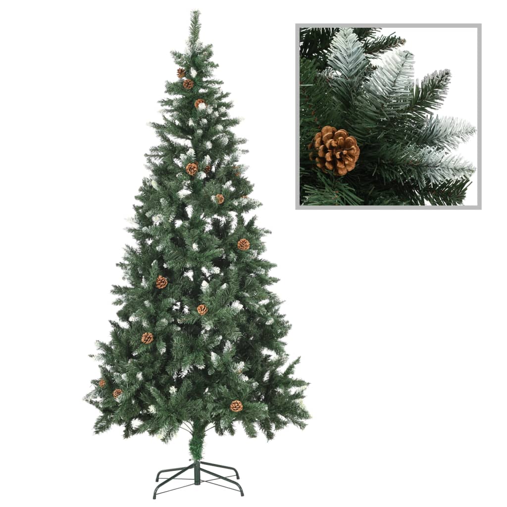 Weihnachtsbaum Gefrostet mit Beleuchtung & Zapfen 210 cm