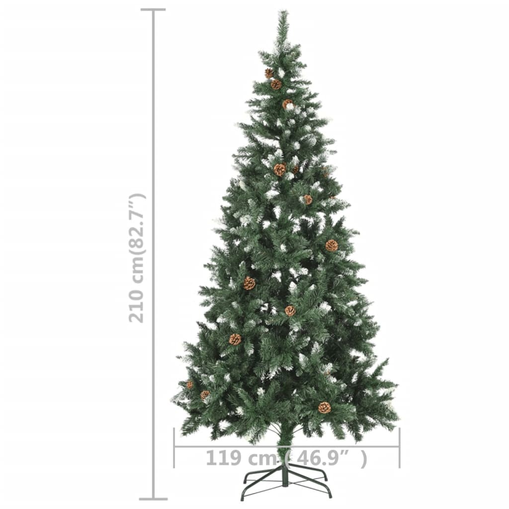 Weihnachtsbaum Gefrostet mit Beleuchtung & Zapfen 210 cm