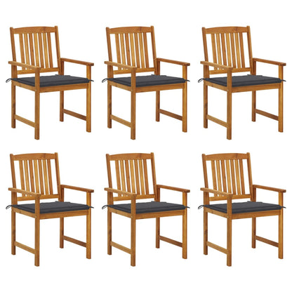 Garden chairs with cushions 6 pcs. Solid wood acacia