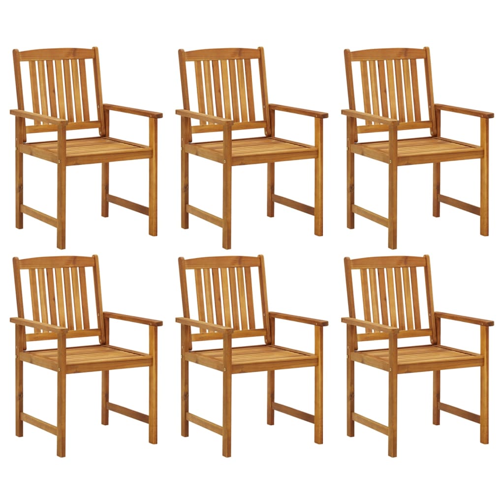 Garden chairs with cushions 6 pcs. Solid wood acacia