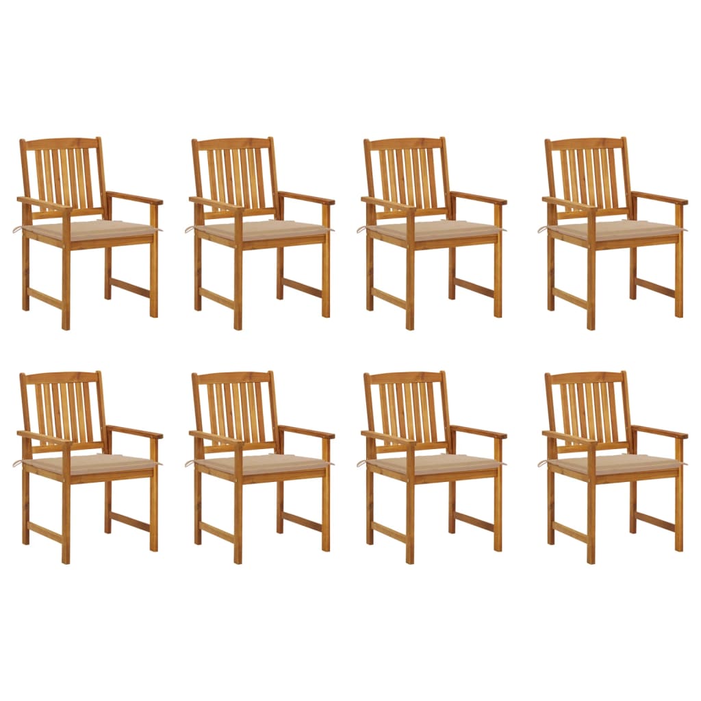 Garden chairs with cushions 8 pcs. Solid wood acacia