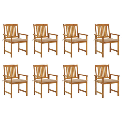 Garden chairs with cushions 8 pcs. Solid wood acacia