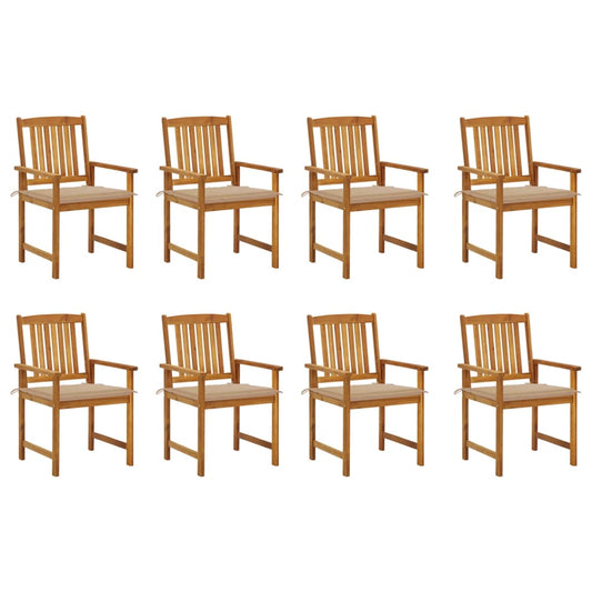 Garden chairs with cushions 8 pcs. Solid wood acacia