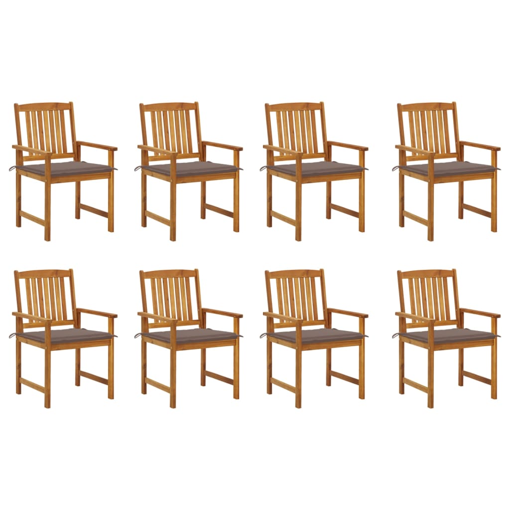 Garden chairs with cushions 8 pcs. Solid wood acacia