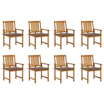 Garden chairs with cushions 8 pcs. Solid wood acacia