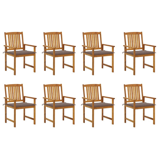 Garden chairs with cushions 8 pcs. Solid wood acacia