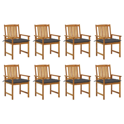 Garden chairs with cushions 8 pcs. Solid wood acacia