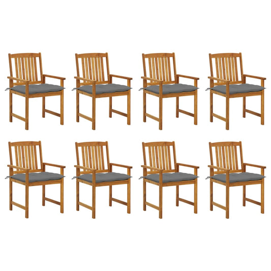 Garden chairs with cushions 8 pcs. Solid wood acacia