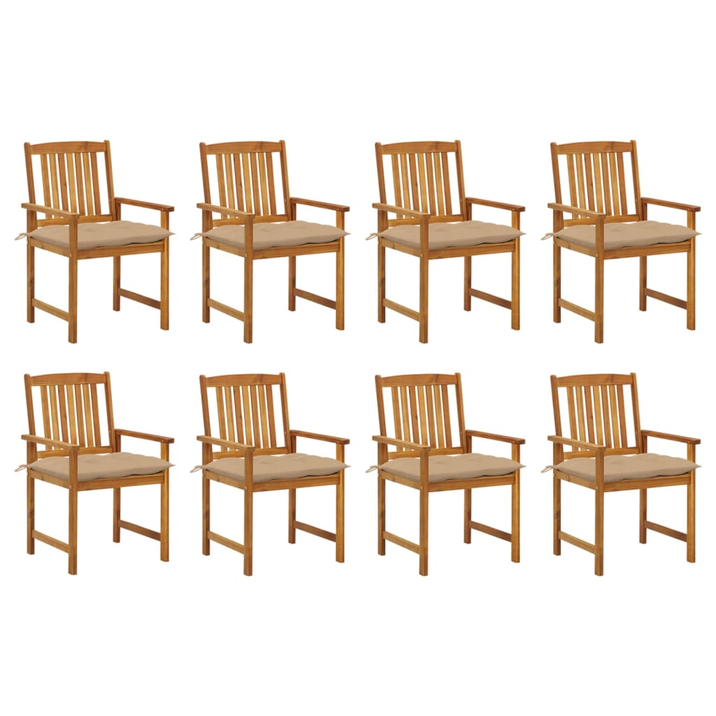 Garden chairs with cushions 8 pcs. Solid wood acacia