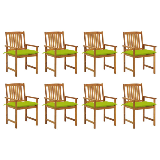 Garden chairs with cushions 8 pcs. Solid wood acacia