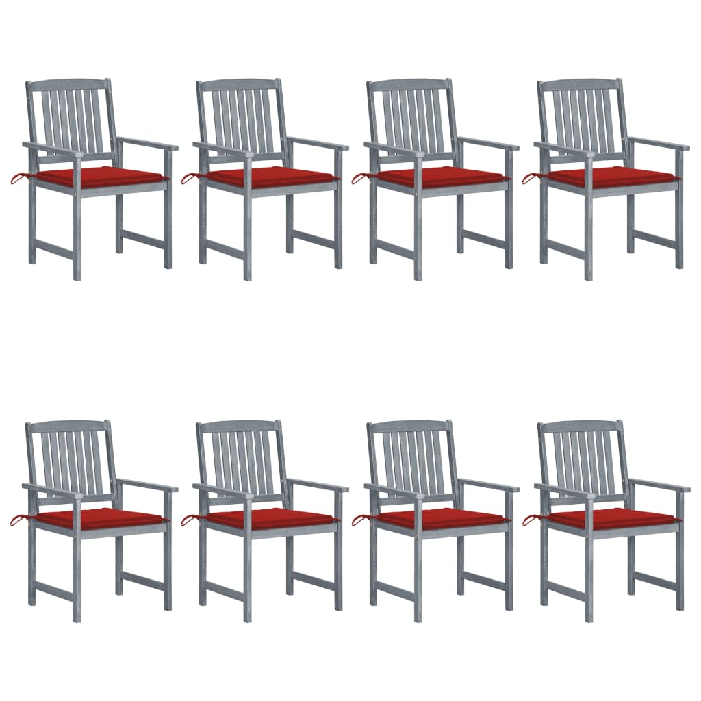 Garden chairs with cushions 8 pcs. Solid wood acacia grey